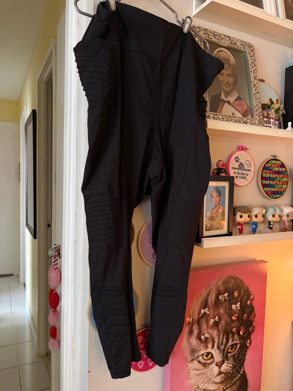 Active USA Black High-Waist Ribbed Detail Leggings U15